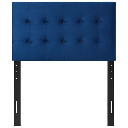Emily Twin Biscuit Tufted Performance Velvet Headboard, Velvet Fabric, Navy Blue, 17910