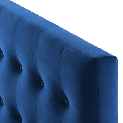Emily Twin Biscuit Tufted Performance Velvet Headboard, Velvet Fabric, Navy Blue, 17910