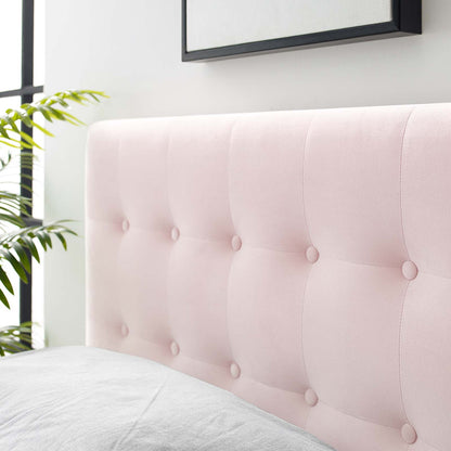 Emily Twin Biscuit Tufted Performance Velvet Headboard, Velvet Fabric, Pink, 17911
