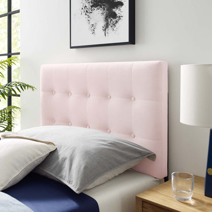 Emily Twin Biscuit Tufted Performance Velvet Headboard, Velvet Fabric, Pink, 17911