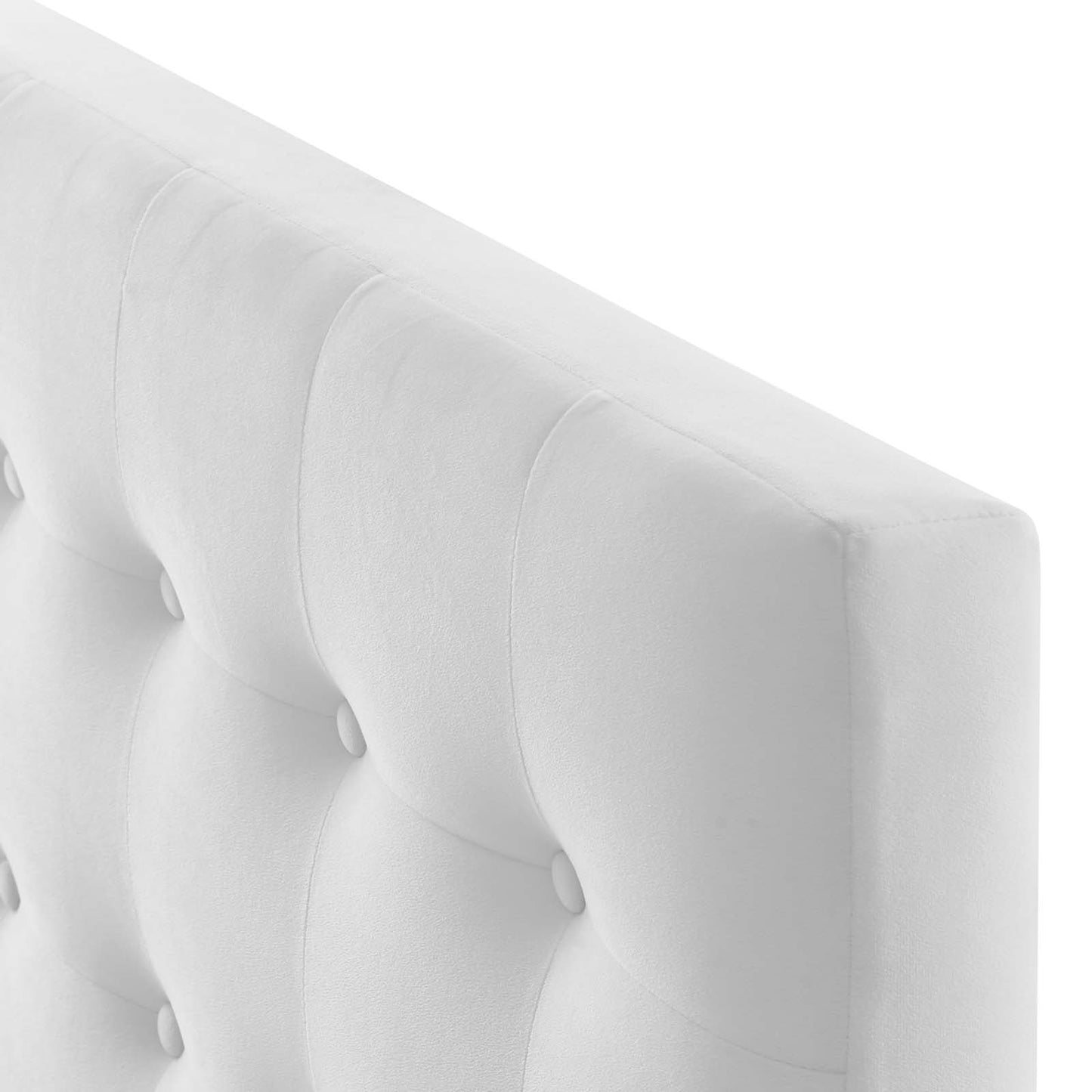 Emily Twin Biscuit Tufted Performance Velvet Headboard, Velvet Fabric, White, 17912