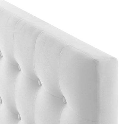 Emily Twin Biscuit Tufted Performance Velvet Headboard, Velvet Fabric, White, 17912