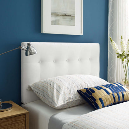 Emily Twin Biscuit Tufted Performance Velvet Headboard, Velvet Fabric, White, 17912