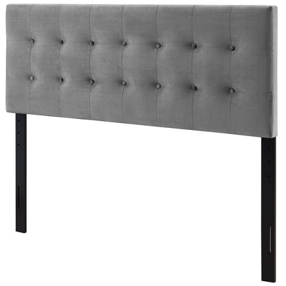 Emily Full Biscuit Tufted Performance Velvet Headboard, Velvet Fabric, Grey Gray, 17913