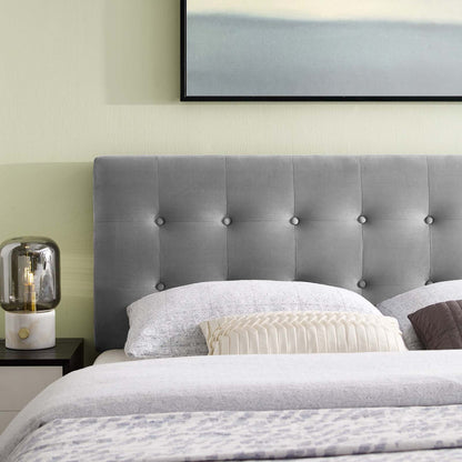Emily Full Biscuit Tufted Performance Velvet Headboard, Velvet Fabric, Grey Gray, 17913