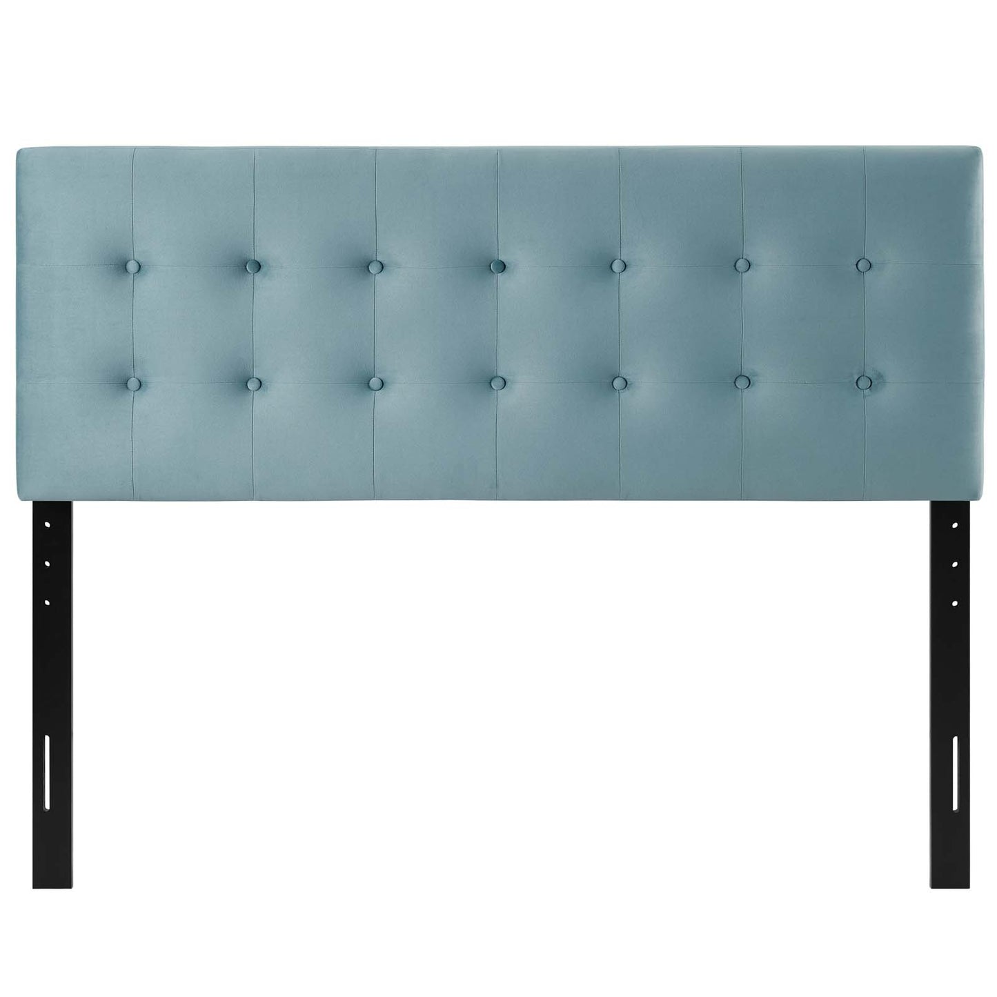 Emily Queen Biscuit Tufted Performance Velvet Headboard, Velvet Fabric, Light Blue, 17919