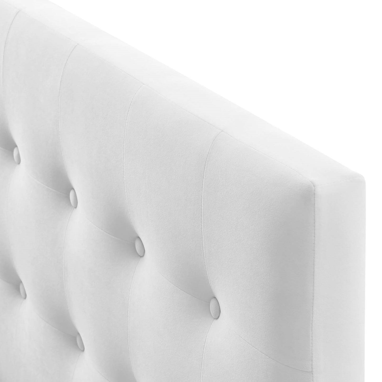 Emily Queen Biscuit Tufted Performance Velvet Headboard, Velvet Fabric, White, 17922