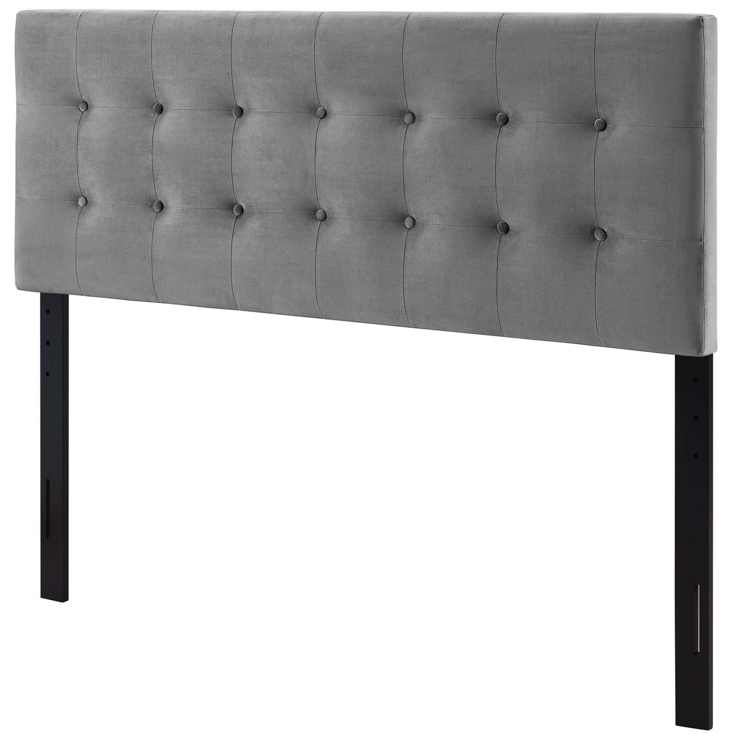 Emily King Biscuit Tufted Performance Velvet Headboard, Velvet Fabric, Grey Gray, 17923