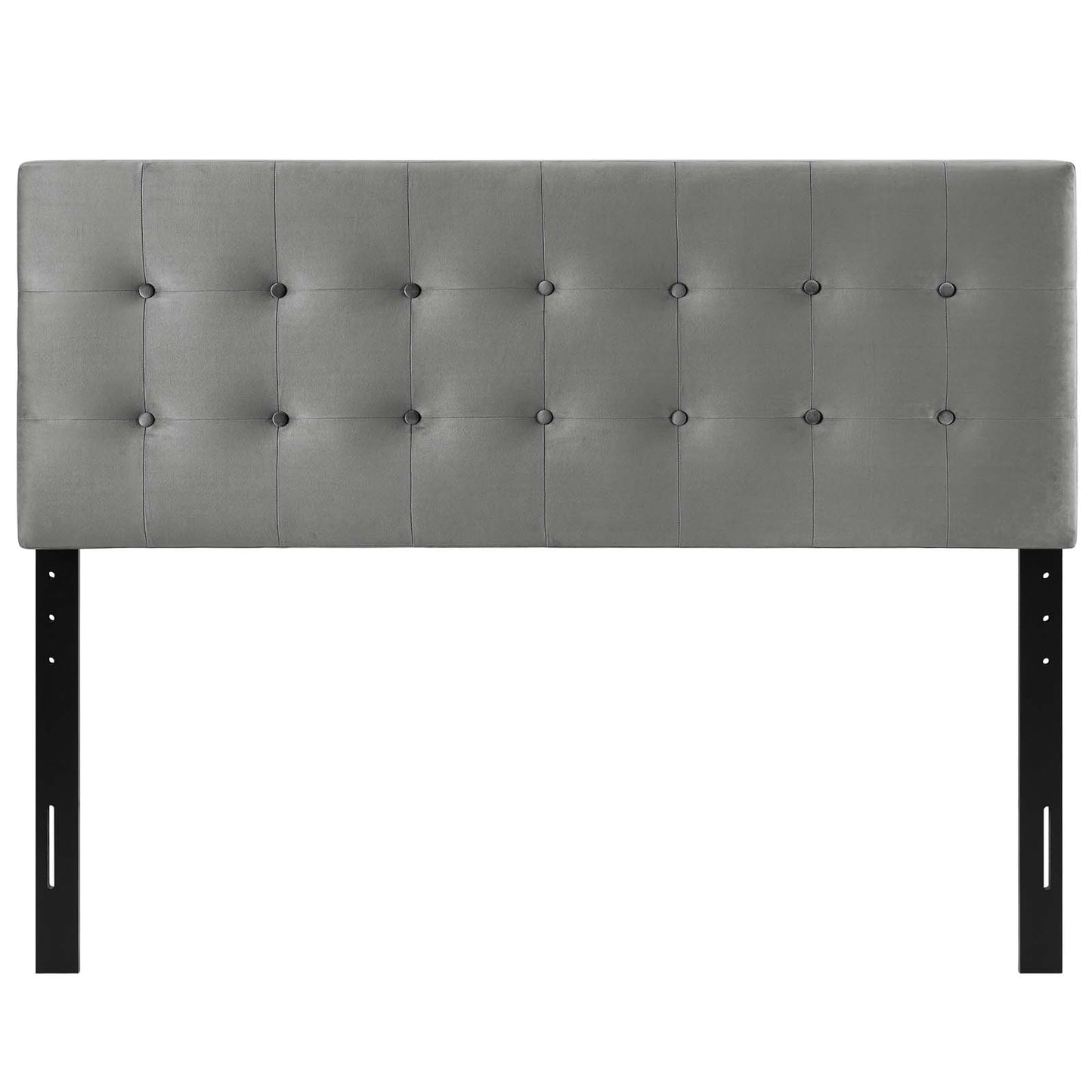 Emily King Biscuit Tufted Performance Velvet Headboard, Velvet Fabric, Grey Gray, 17923
