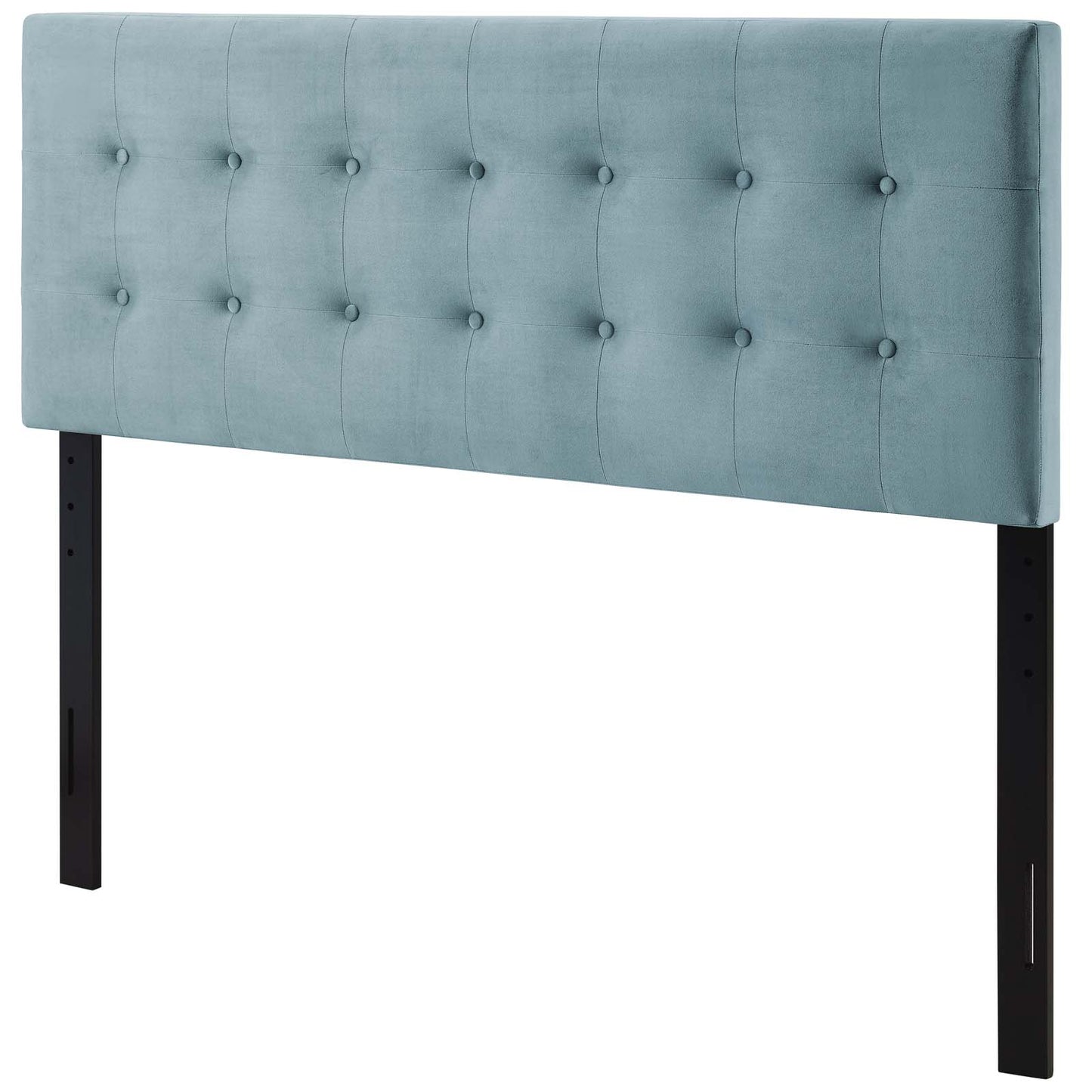 Emily King Biscuit Tufted Performance Velvet Headboard, Velvet Fabric, Light Blue, 17924