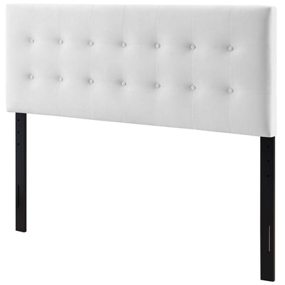 Emily King Biscuit Tufted Performance Velvet Headboard, Velvet Fabric, White, 17927