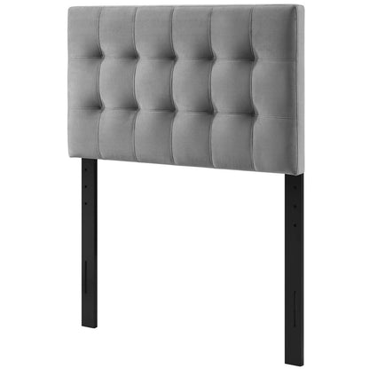 Lily Biscuit Tufted Twin Performance Velvet Headboard, Velvet Fabric, Grey Gray, 17928