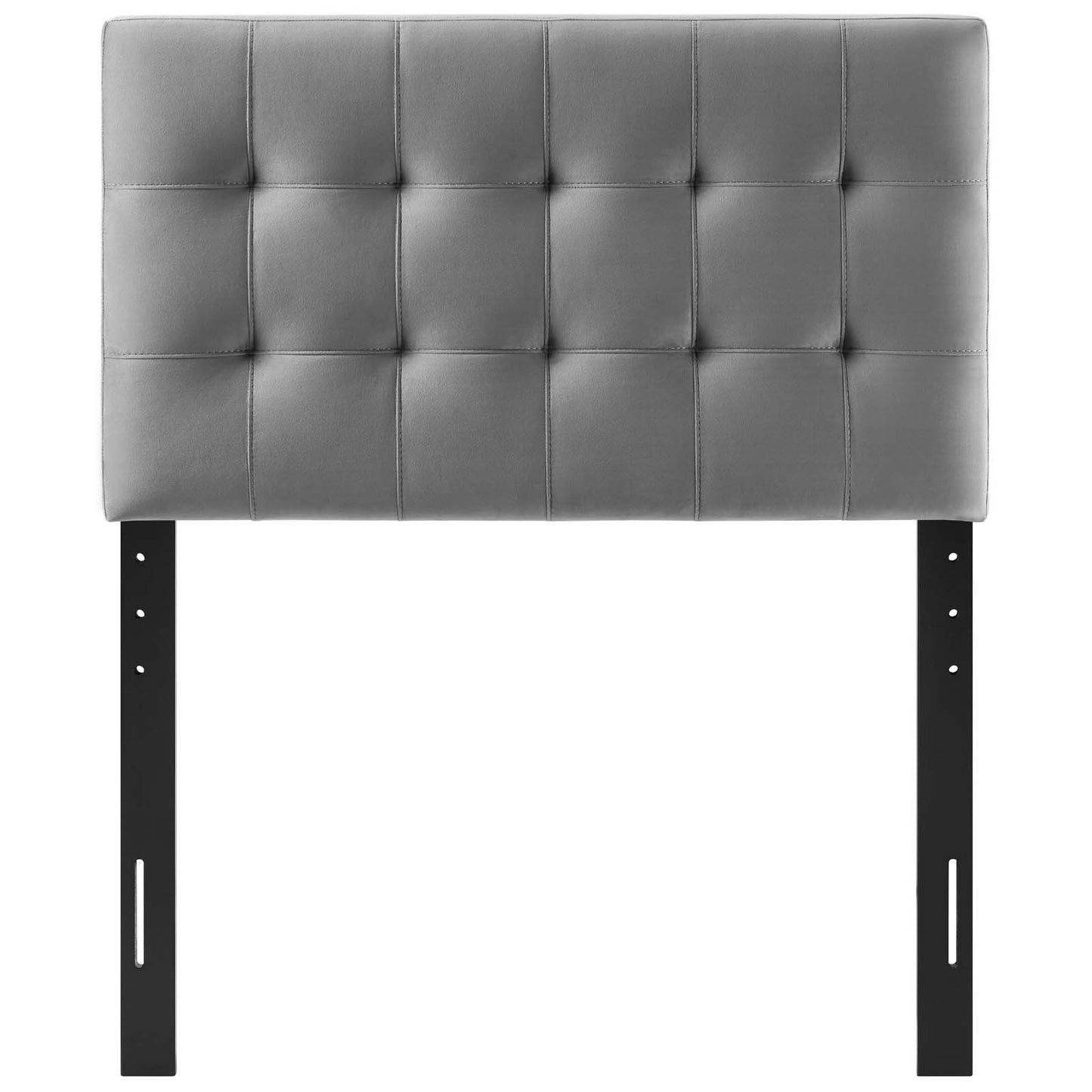 Lily Biscuit Tufted Twin Performance Velvet Headboard, Velvet Fabric, Grey Gray, 17928