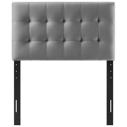 Lily Biscuit Tufted Twin Performance Velvet Headboard, Velvet Fabric, Grey Gray, 17928