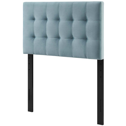 Lily Biscuit Tufted Twin Performance Velvet Headboard, Velvet Fabric, Light Blue, 17929