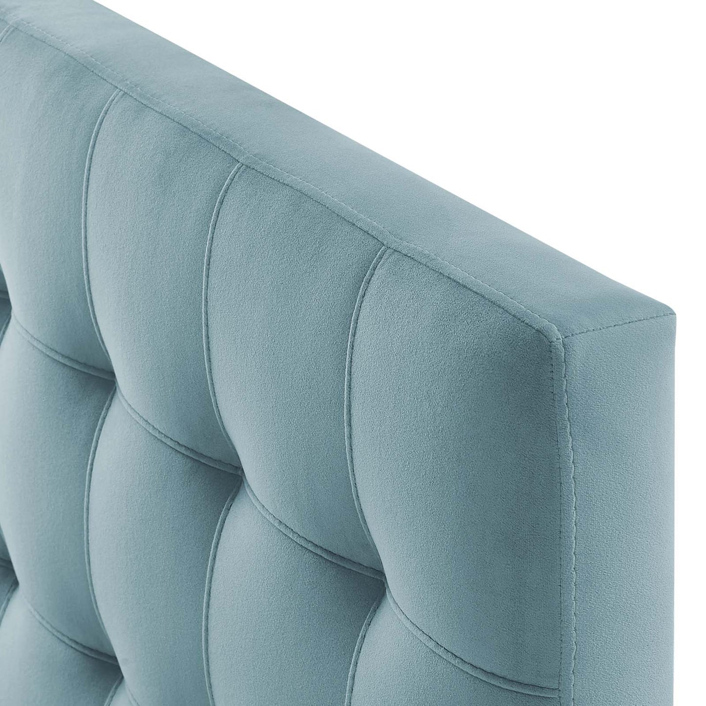 Lily Biscuit Tufted Twin Performance Velvet Headboard, Velvet Fabric, Light Blue, 17929