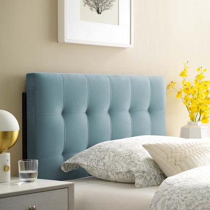 Lily Biscuit Tufted Twin Performance Velvet Headboard, Velvet Fabric, Light Blue, 17929