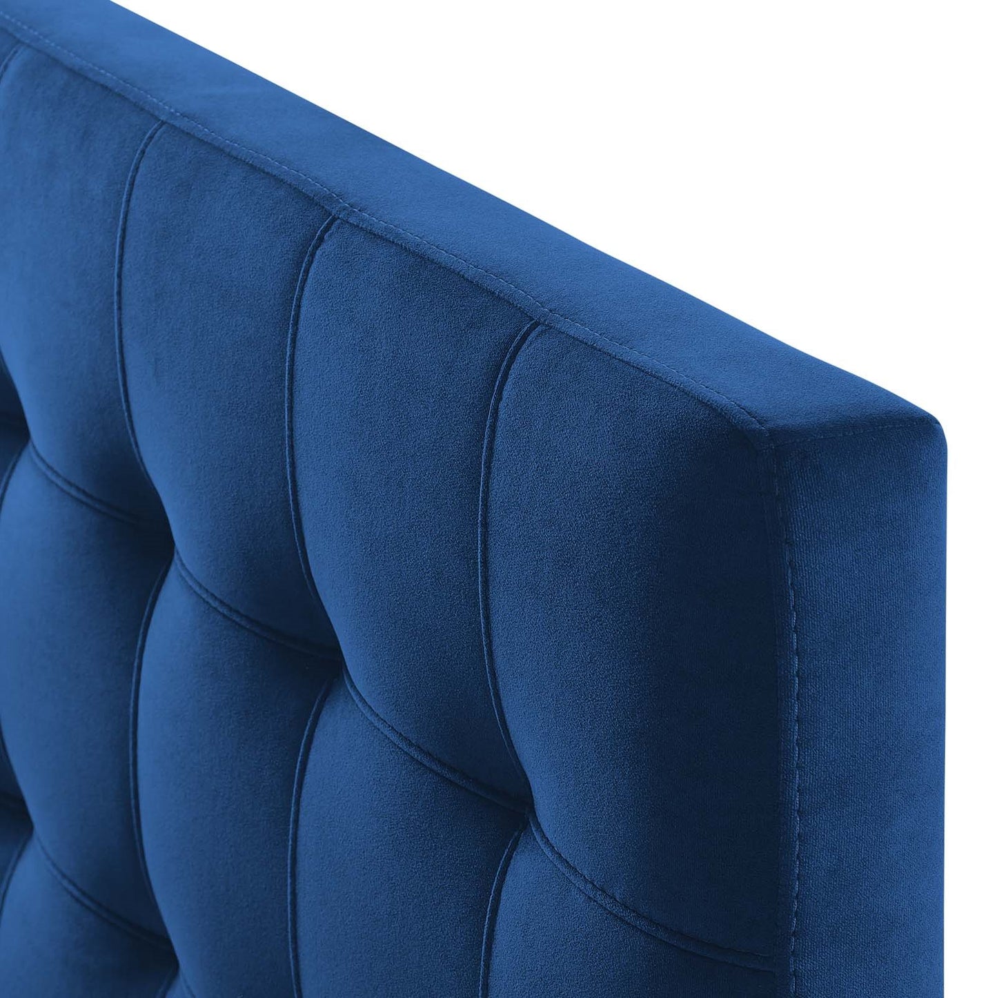 Lily Biscuit Tufted Twin Performance Velvet Headboard, Velvet Fabric, Navy Blue, 17930