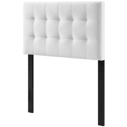 Lily Biscuit Tufted Twin Performance Velvet Headboard, Velvet Fabric, White, 17932