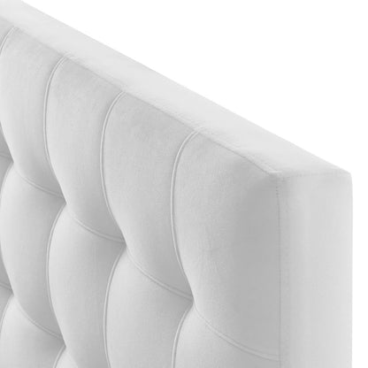 Lily Biscuit Tufted Twin Performance Velvet Headboard, Velvet Fabric, White, 17932