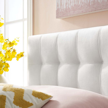 Lily Biscuit Tufted Twin Performance Velvet Headboard, Velvet Fabric, White, 17932