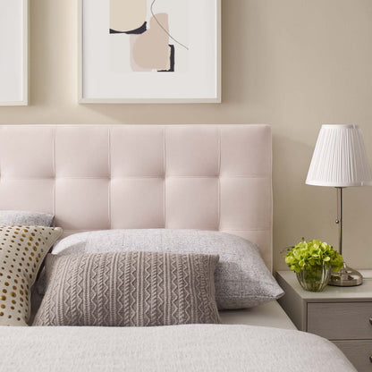 Lily Biscuit Tufted Full Performance Velvet Headboard, Velvet Fabric, Pink, 17936