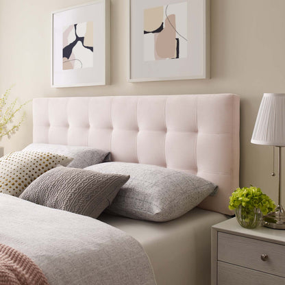 Lily Biscuit Tufted Full Performance Velvet Headboard, Velvet Fabric, Pink, 17936