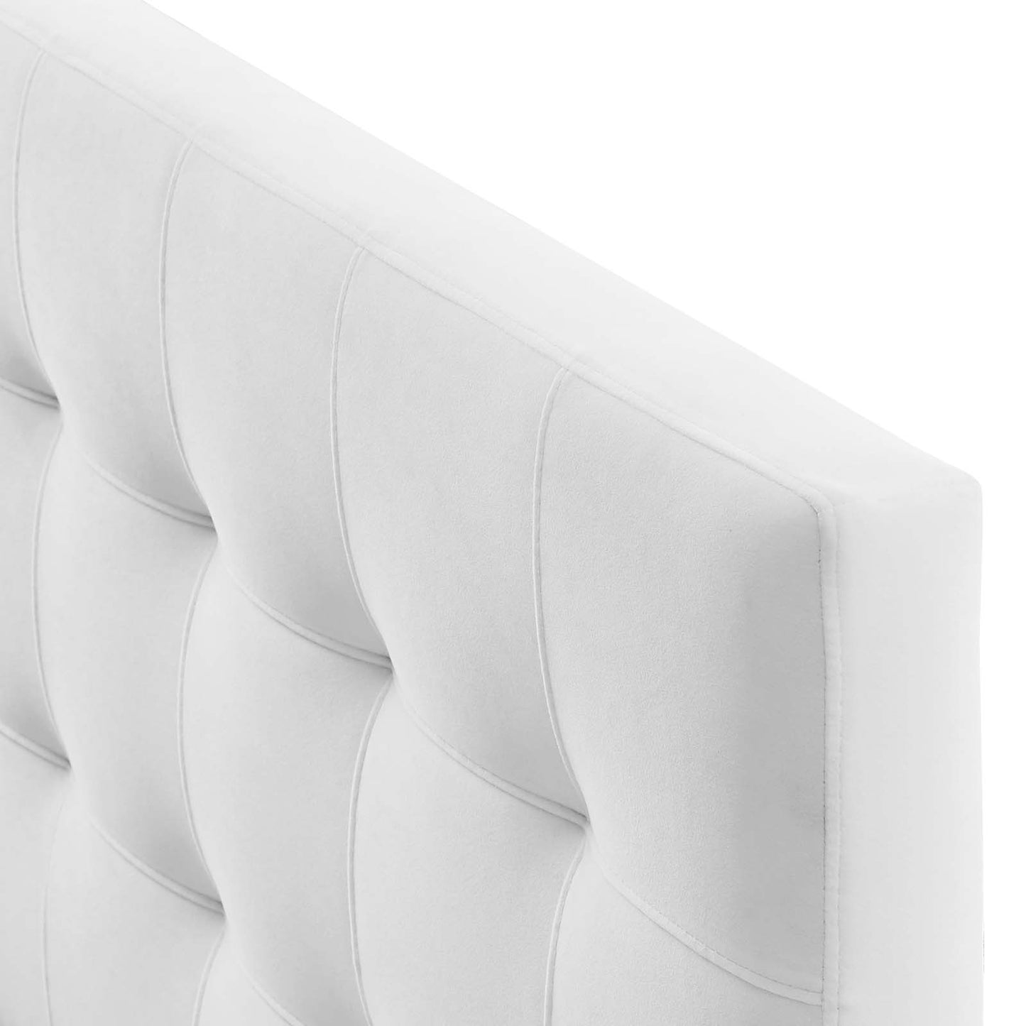 Lily Biscuit Tufted Full Performance Velvet Headboard, Velvet Fabric, White, 17937
