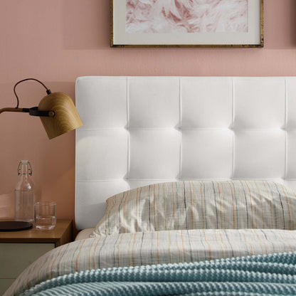 Lily Biscuit Tufted Full Performance Velvet Headboard, Velvet Fabric, White, 17937