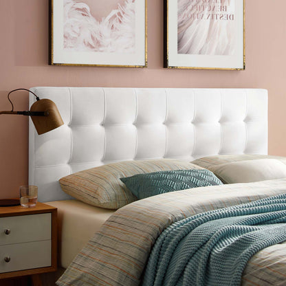 Lily Biscuit Tufted Full Performance Velvet Headboard, Velvet Fabric, White, 17937