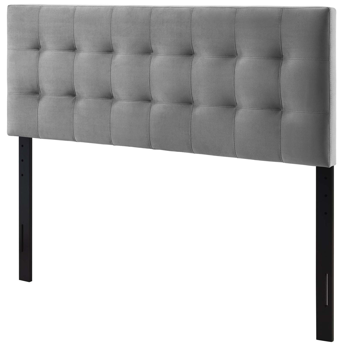 Lily Queen Biscuit Tufted Performance Velvet Headboard, Velvet Fabric, Grey Gray, 17938