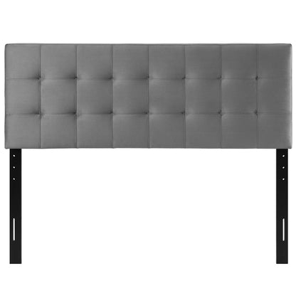 Lily King Biscuit Tufted Performance Velvet Headboard, Velvet Fabric, Grey Gray, 17943