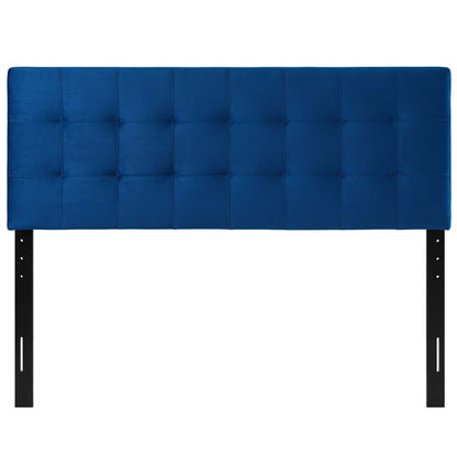 Lily King Biscuit Tufted Performance Velvet Headboard, Velvet Fabric, Navy Blue, 17945