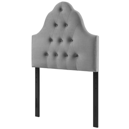 Sovereign Twin Diamond Tufted Performance Velvet Headboard, Velvet Fabric, Grey Gray, 17948