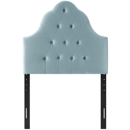 Sovereign Twin Diamond Tufted Performance Velvet Headboard, Velvet Fabric, Light Blue, 17949