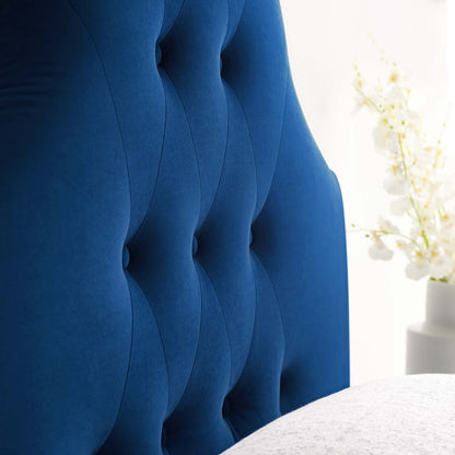 Sovereign Twin Diamond Tufted Performance Velvet Headboard, Velvet Fabric, Navy Blue, 17950