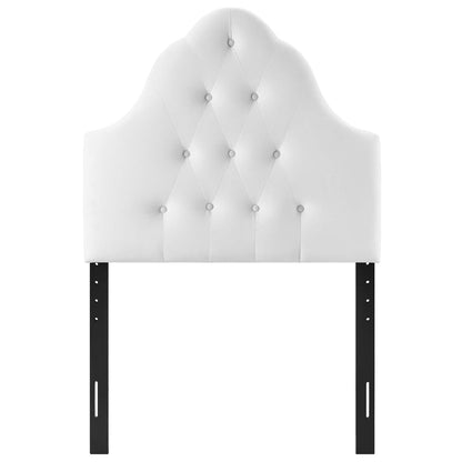 Sovereign Twin Diamond Tufted Performance Velvet Headboard, Velvet Fabric, White, 17952