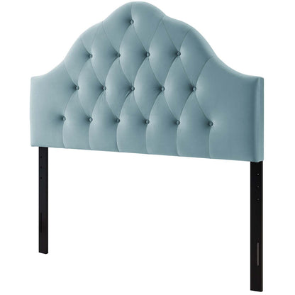 Sovereign Full Diamond Tufted Performance Velvet Headboard, Velvet Fabric, Light Blue, 17954