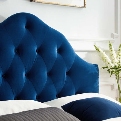 Sovereign Full Diamond Tufted Performance Velvet Headboard, Velvet Fabric, Navy Blue, 17955