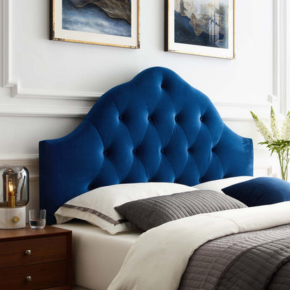 Sovereign Full Diamond Tufted Performance Velvet Headboard, Velvet Fabric, Navy Blue, 17955