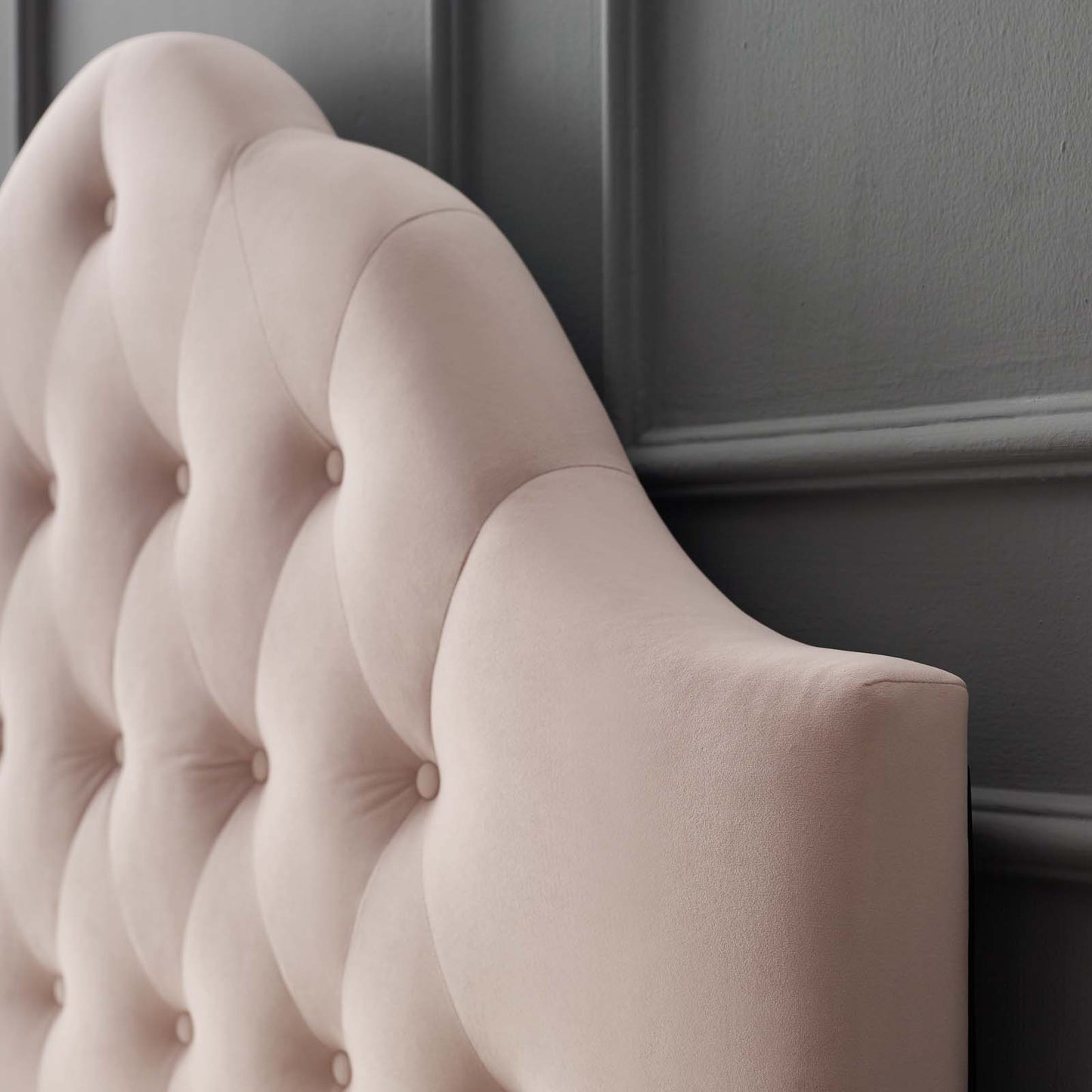 Sovereign Full Diamond Tufted Performance Velvet Headboard, Velvet Fabric, Pink, 17956