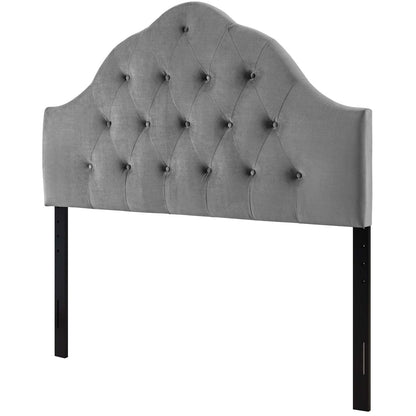 Sovereign Queen Diamond Tufted Performance Velvet Headboard, Velvet Fabric, Grey Gray, 17958