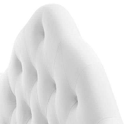 Sovereign Queen Diamond Tufted Performance Velvet Headboard, Velvet Fabric, White, 17962
