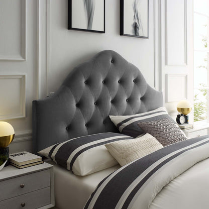 Sovereign King Diamond Tufted Performance Velvet Headboard, Velvet Fabric, Grey Gray, 17963