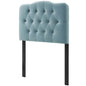 Annabel Twin Diamond Tufted Performance Velvet Headboard, Velvet Fabric, Light Blue, 17969