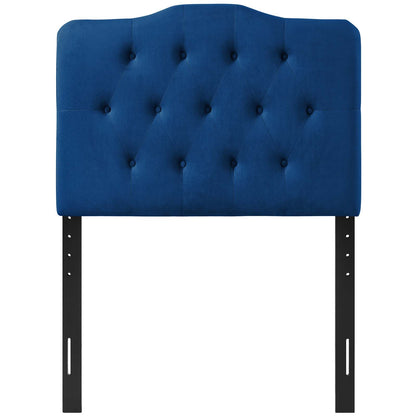 Annabel Twin Diamond Tufted Performance Velvet Headboard, Velvet Fabric, Navy Blue, 17970