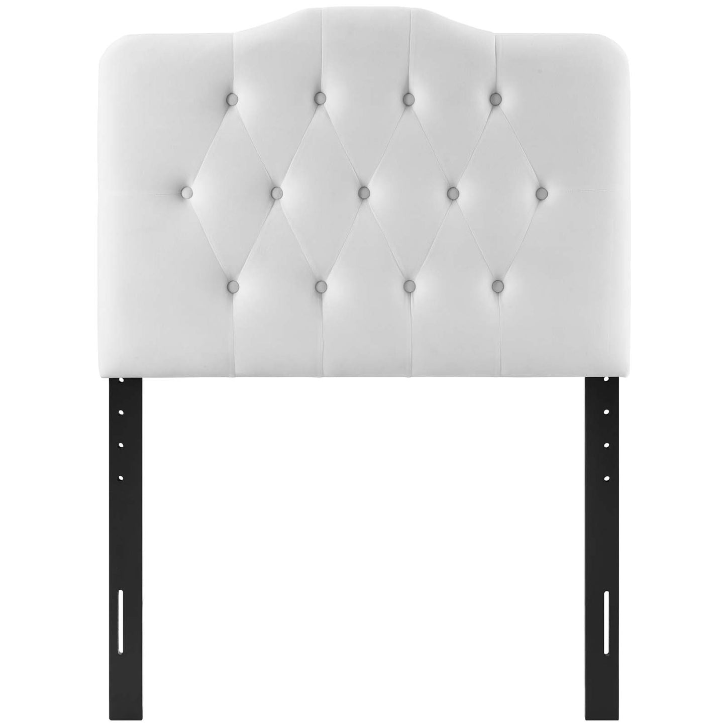 Annabel Twin Diamond Tufted Performance Velvet Headboard, Velvet Fabric, White, 17972