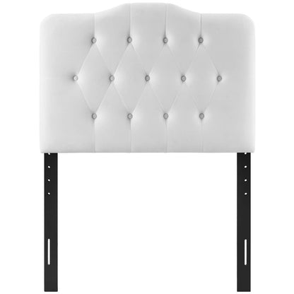 Annabel Twin Diamond Tufted Performance Velvet Headboard, Velvet Fabric, White, 17972