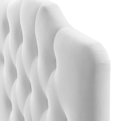 Annabel Twin Diamond Tufted Performance Velvet Headboard, Velvet Fabric, White, 17972