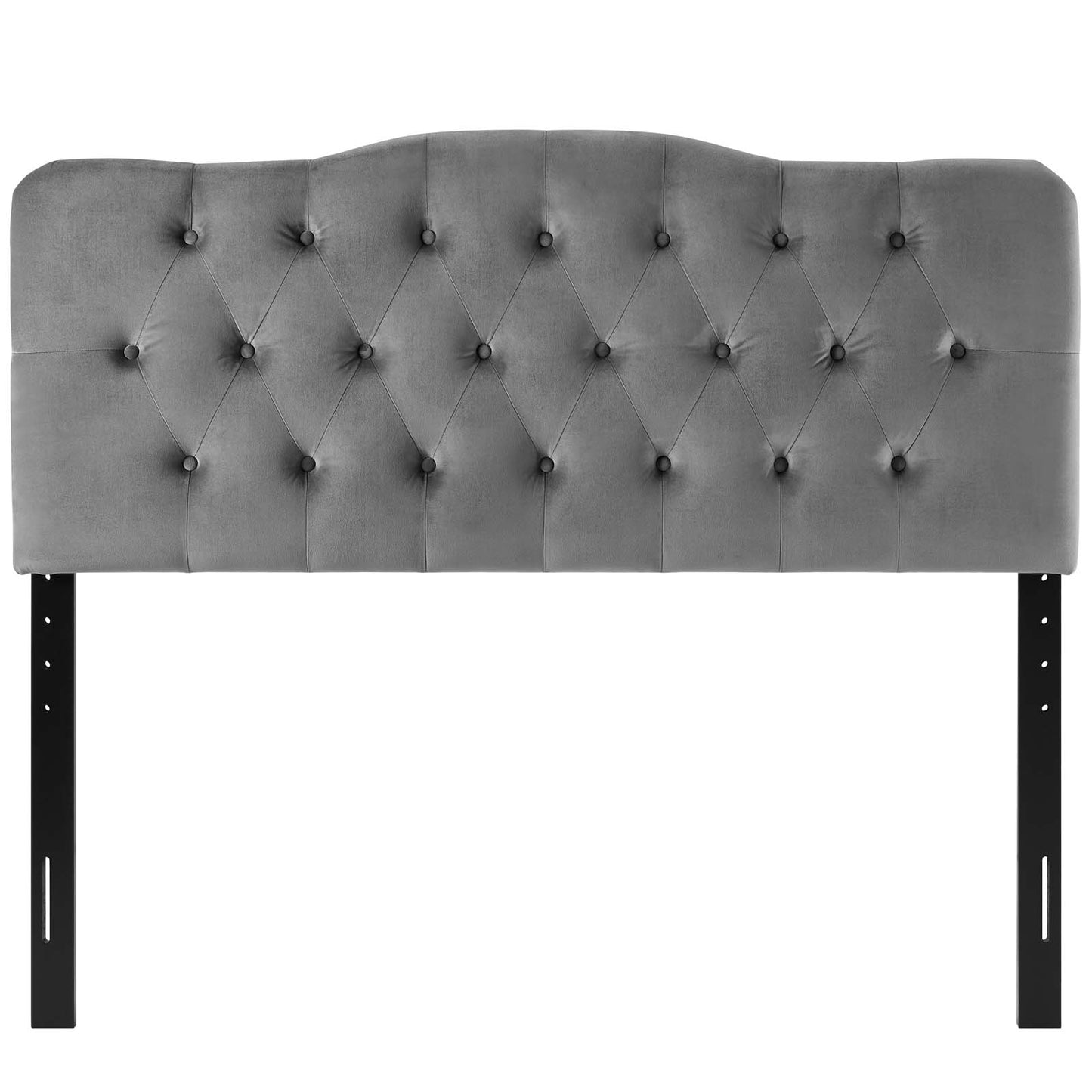 Annabel King Diamond Tufted Performance Velvet Headboard, Velvet Fabric, Grey Gray, 17973